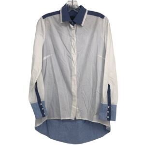 Lord & Taylor Womens Blue And White/ Button Up/ Collar Shirt 100% Cotton Small